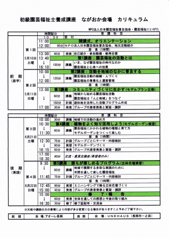 初級講座カリキュラム